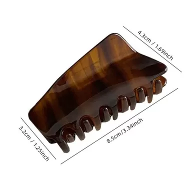 Hair Claw Clips Cutout Tortoise Shell Celluloid Hair Jaw Clips 3.3 Inches French Design Rectangle Hair Clamp for Women Girls (2 Pack)