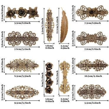 12 Pieces Vintage Metal Hair Clips Retro French Ha...