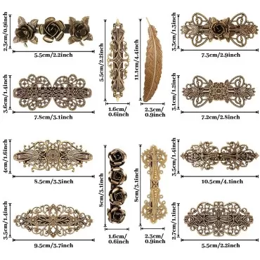 12 Pieces Vintage Metal Hair Clips Retro French Ha...