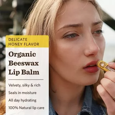 Moon Valley Organics Beeswax Lip Balm for Moisturizing Lips and Cuticles (SWEET HONEY, 3-Pack)
