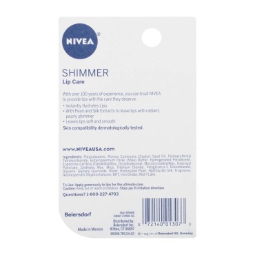 NIVEA Shimmer Radiant Lip Care 0.17 oz (Pack of 5)