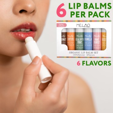 PUREVACY Flavored Lip Balm for Dry Cracked Lips an...