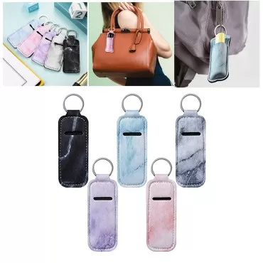 Exasinine 30 Pcs Soft Lip Balm Holder Lipstick Pouch Keychain Portable Chapstick Protector for Travel, Outdoor (Assorted)