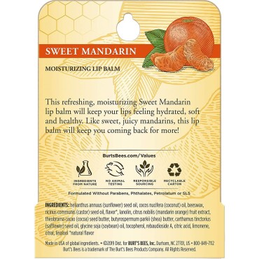 8 Pack Burt's Bees Sweet Mandarin Lip Balm...