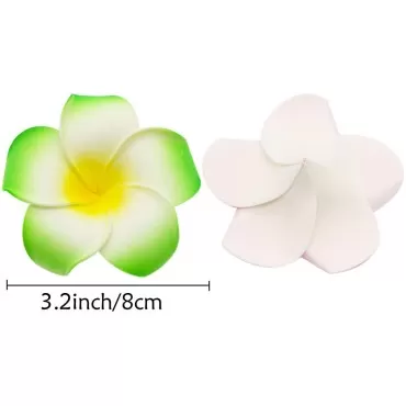 Ewanda store 100 Pcs Diameter 3.2 Inch Assorted Color Artificial Plumeria Rubra Hawaiian Foam Frangipani Flower Petals for Weddings Party Decoration