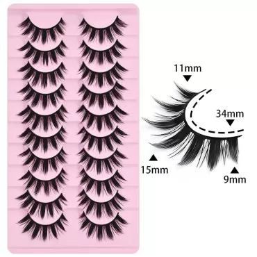 10 Pairs Anime Cosplay Lashes Spiky Manga Style La...