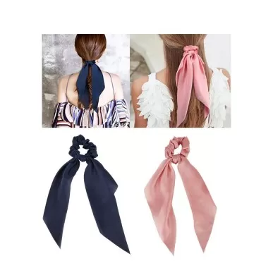 10 Pack Colorful Solid Satin Long Hair Ribbons Kno...