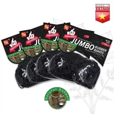 Rubber Bands 500 Pcs Jumbo Large Size No Break & Damage Stretchy Elastic Premium Quality Made in Vietnam Hair Ties (Black - 4 Pack of 125 Pcs)