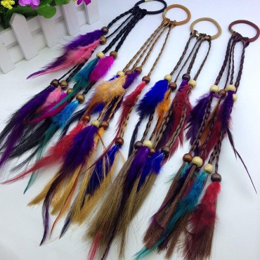 4PCS Women Lady Handmade Boho Hippie Hair Rope Hea...