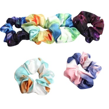 6 Pack Fairy Silk Velvet Floral Pattern Hair Scrun...