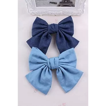 Woman Denim Brooch Flower Girls Blue Jeans Hair Cl...