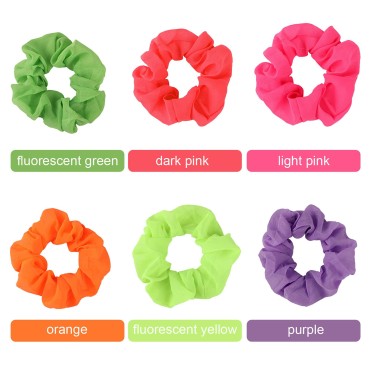 24 Pieces 80s Neon Hair Scrunchy Neon Hair Accesso...