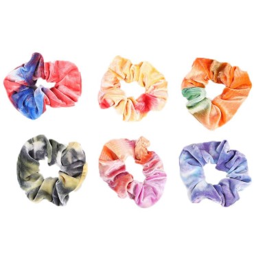 6 Pack Tie-dyed Hair Scrunchies Fading Color Velve...