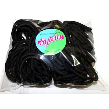 Syleia 100 Classic Round Black Hair Ties Elastics ...