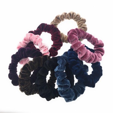 10 Pack Assorted Color Small Velvet Scrunchies for Thin Hair Women Elastic Hair Bands Accessories