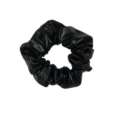 Otyou 8 Pack Black and Gold Leather Hair Scrunchie...
