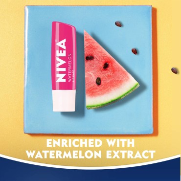 NIVEA Watermelon Lip Care - Tinted Lip Balm for Beautiful, Soft Lips - Pack of 4