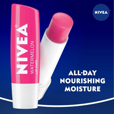 NIVEA Watermelon Lip Care - Tinted Lip Balm for Beautiful, Soft Lips - Pack of 4