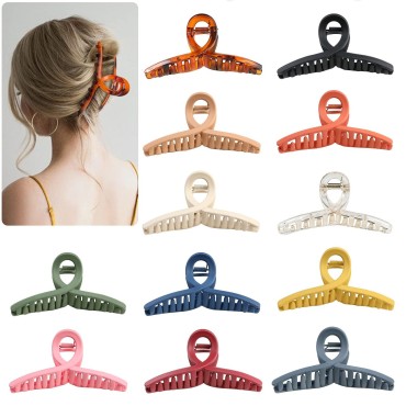 Sisiaipu 4.3 Inch Large Hair Claw Clips 12 Pcs Mat...