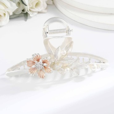 Bartosi Large Hair Claw Clips Silver Hair Clip Met...