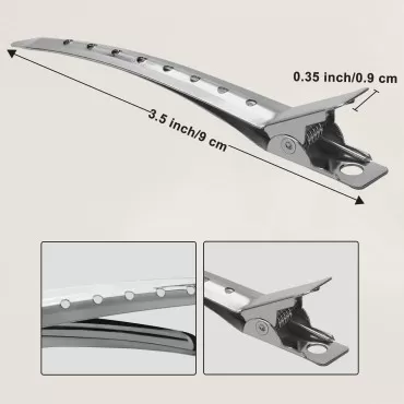 Korintin Hair Clips for Styling Sectioning 24Pack, Metal Duck Bill Clips for Women, Alligator Hair Clip for Long Curl Thick Hair, Roller Clips, Pin Curl clips, Salon Clips (Silver)
