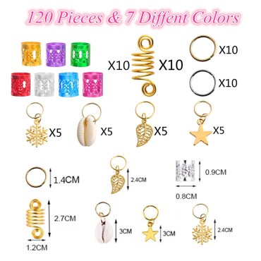 120 Pieces Hair Jewelry for Women Braids, 7 Diffen...