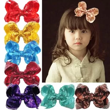 Xansema Hair Bows for Girls, 4 Inches Sequins Bows...