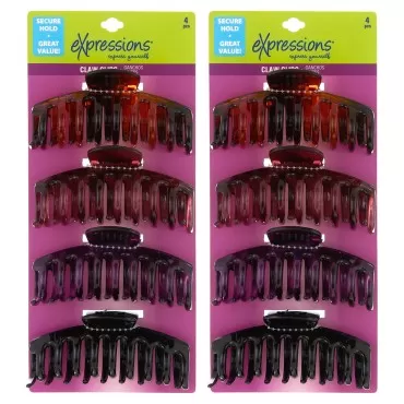 Expressions 8 Pc Jumbo Claw Clips, Hair Clips For Everyday Hair Styling of Thick Hair and All Hair Types, Professional Quality Hair Accessories, Everyday Hair Styling Hair Clips for Women