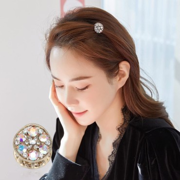 Yusier Fashion Mini Hair Claw Clip Round Metal Rhi...