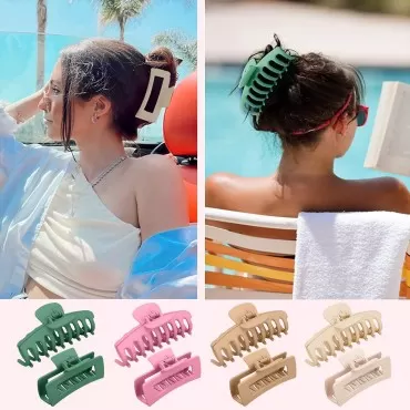 Hair Claw Clips For Thick Hair - Large Hair Clips for Women & Girls - Claw Clips for Long Short Thick Thin Hair(8Pack, Black, Khaki, Pink, Green)