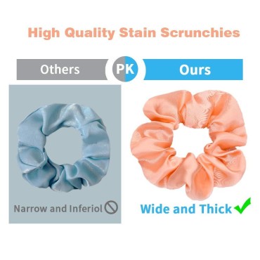 50 PCS Satin Hair Scrunchies for Curly Hair Silk S...