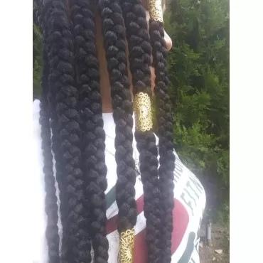Masai 3pcs. Light Weight Dreadlock Beads Loc Jewelry Hair Accessories (Jata Gold) 4cm long