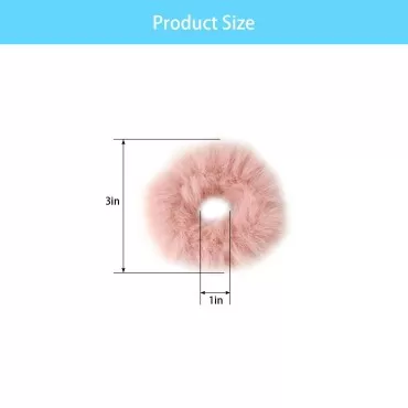 2Pcs Pink Fluffy Hair Scrunchies, Pink Hair Access...