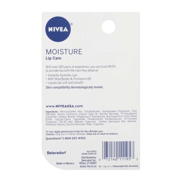 NIVEA A Kiss of Moisture Essential Lip Care 0.17 oz (Pack of 5)