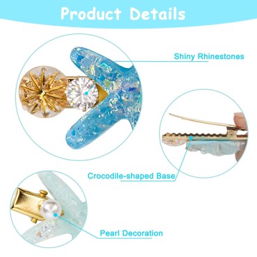 12 Pieces Shell Pearl Starfish Hair Clip Set, Catc...