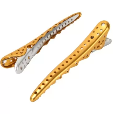 Gold Alligator Hair Clips 6 Pack Professional Duck Bill Aluminum Clips for Styling Sectioning Salon and Home Hair Cutting Clips for Hairdresser