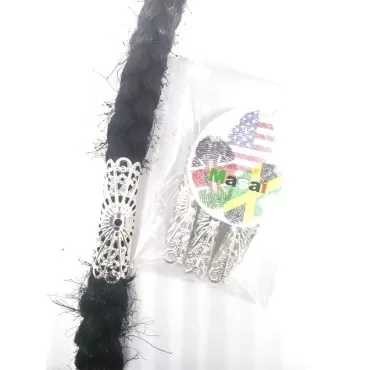 Masai 3pcs. Light Weight Dreadlock Beads Loc Jewelry Hair Accessories (Jata Silver), 4cm long