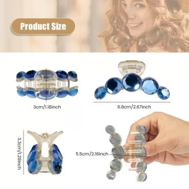 YAIKOAI 4 Pack Hair Claw Clips Crystal Gems Glitte...