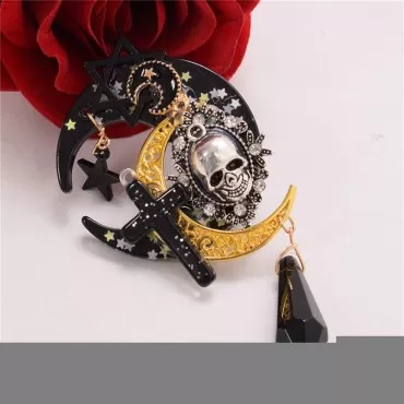 Lolita Trappings Gothic Girls Cross Pentacle Stars Moon Skull Hair Clip Lolita Girls Headwear Hat Clip Hair Accessories Vintage