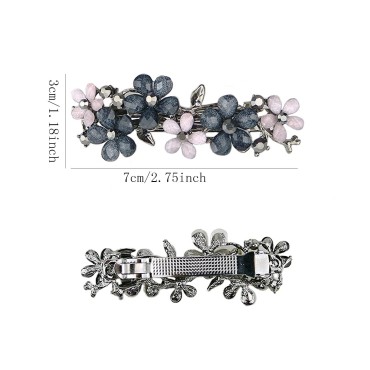 KuuGuu 3 PCS Elegant Flower Hair Barrettes for Women Ladies,Vintage Spring Rhinestones Hair Clips Hair Styling Accessories for Women Girls Ponytail Holders Barrettes