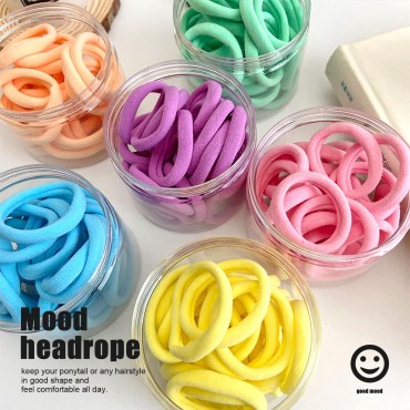 48PCS Seamless Hair Ties Macaron Rainbow Colorful ...