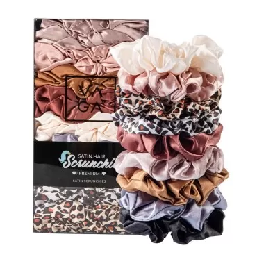 VAGA 9 Cute Scrunchies For Hair - Soft Satin Hair Scrunchies for Women - Hair Elastics Hair Ties Softer Than Silk Scrunchies - Scrunchie For Women's Thick hair - Girls Ponytail Holder Gift