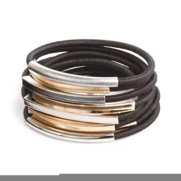 Goody Doublewear 2 In 1 Ponytailer and Bracelet 3 Pack - Two Ways To Wear It - Double Wear - Random Color (Silver or Gold)