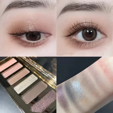UIFCB Eyeshadow Palette, 6 Color Glitter Matte Shimmer Eye shadow Makeup Pallete,High Pigmented Long Lasting Silky Powder Eye Shadow Cosmetics Set (Type 02)