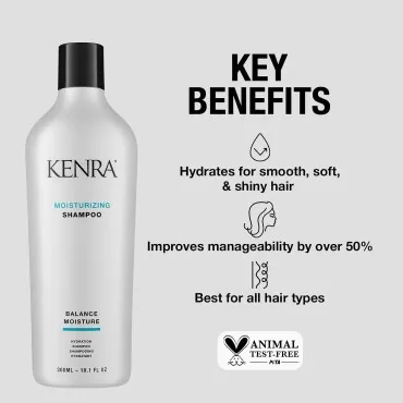 Kenra Moisturizing Shampoo | Balance Moisture | Hydrates For Smooth, Soft, & Shiny Hair | Improves Manageability By Over 50% | Increases Softness & Shine | All Hair Types | 10.1 fl. Oz