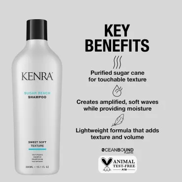 Kenra Sugar Beach Shampoo | Sweet Soft Texture | Creates Amplified, Soft Waves While Providing Moisture | Lightweight Formula That Adds Texture & Volume | All Hair Types | 10.1 fl. oz