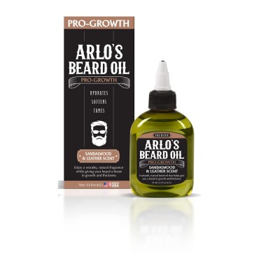 Arlo's Pro Growth Beard Oil - Sandalwood Leather Scent 2.5 oz. - Promotes Beard Hair Growth