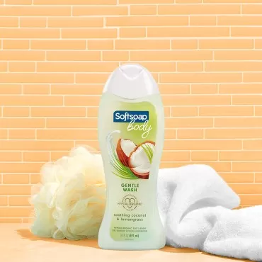 Softsoap Gentle Wash Hypoallergenic Body Wash for Women, Coconut Oil and Lemongrass -20 Fl Oz (Pack of 4)