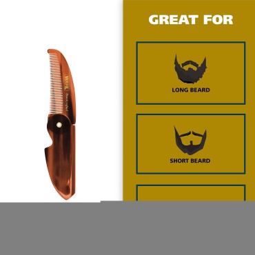 Wahl Beard & Mustache Folding Comb for Men's Grooming - Handcrafted & Hand Cut with Cellulose Acetate - Smooth, Rounded Tapered Teeth - Model 3326