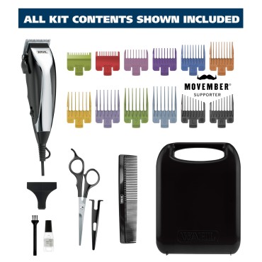 Wahl Home Haircutting Corded Clipper Kit with Adjustable Taper Lever, and 10 Color Coded Guards for Easy Clipping & Trimming - Model 79722
